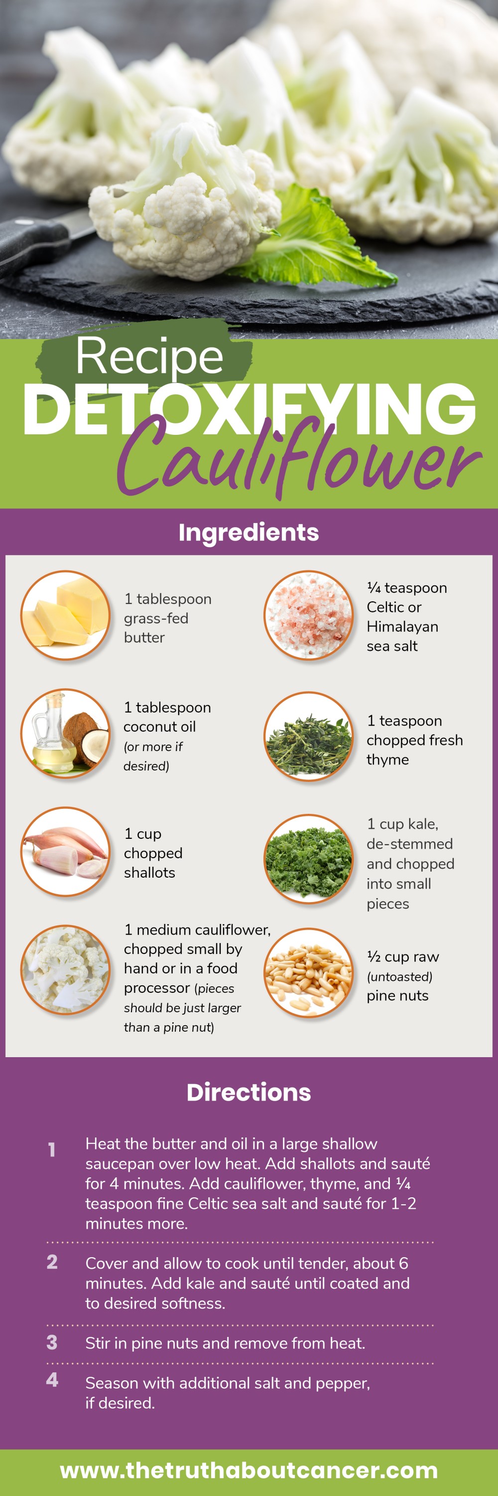 detoxifying cauliflower recipe infographic