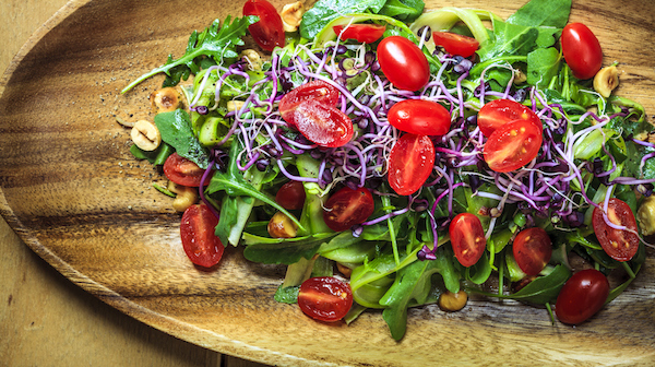 rainbow colored sprouts salad