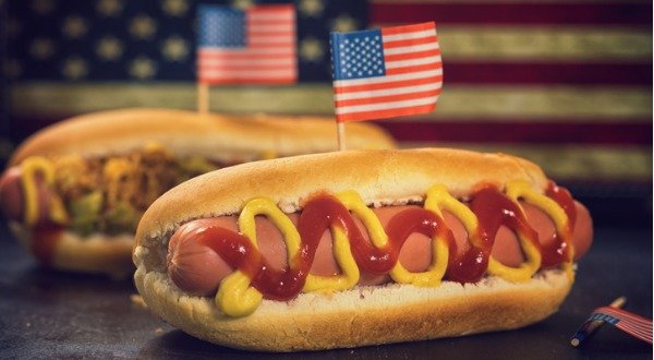 american hot dog with processed meat