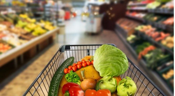 vegetables in shopping cart